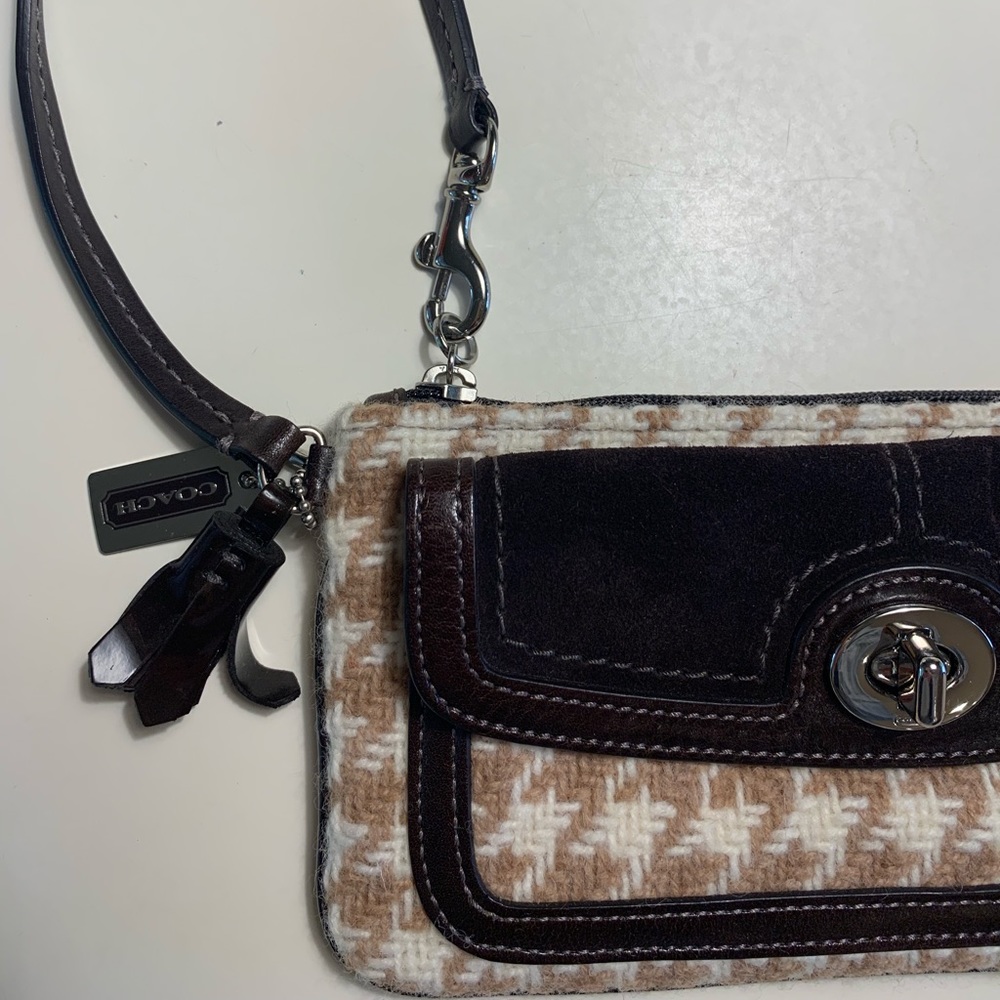Coach Houndstooth Pattern Wristlet - image 1